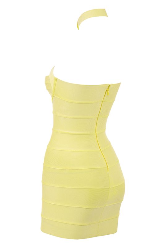 Yellow House Of Cb Halter Mini Dress | DPF-361089