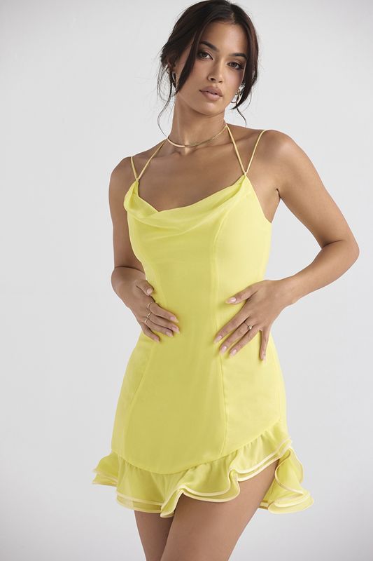 Yellow House Of Cb Ruffle Mini Dress | JRV-987350