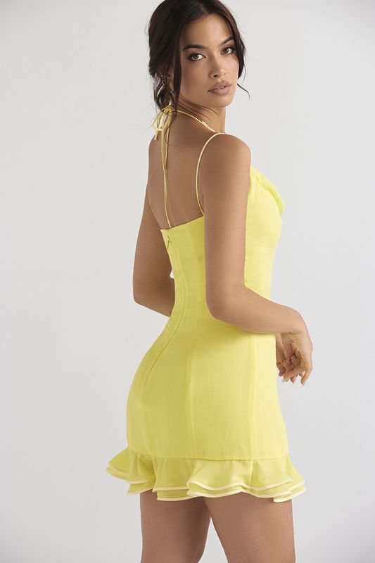 Yellow House Of Cb Ruffle Mini Dress | JRV-987350