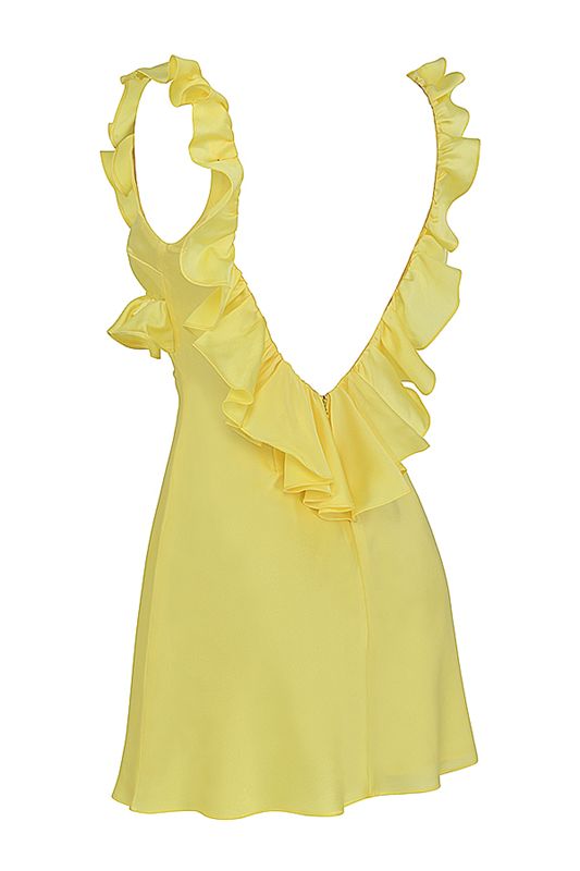 Yellow House Of Cb Satin Ruffle Mini Dress | XBC-042567