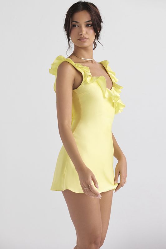 Yellow House Of Cb Satin Ruffle Mini Dress | XBC-042567