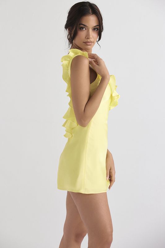 Yellow House Of Cb Satin Ruffle Mini Dress | XBC-042567