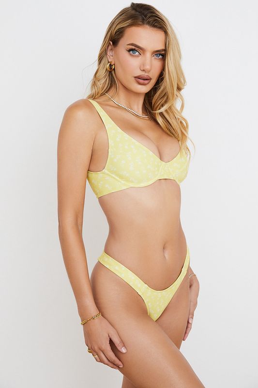 Yellow House Of Cb White Floral Print Bikinis | FSM-615923